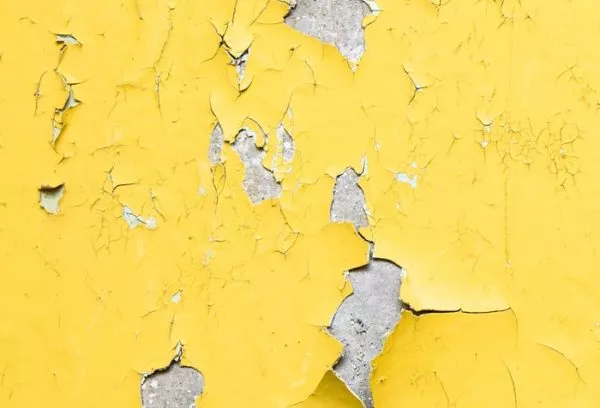Yellow paint cracked